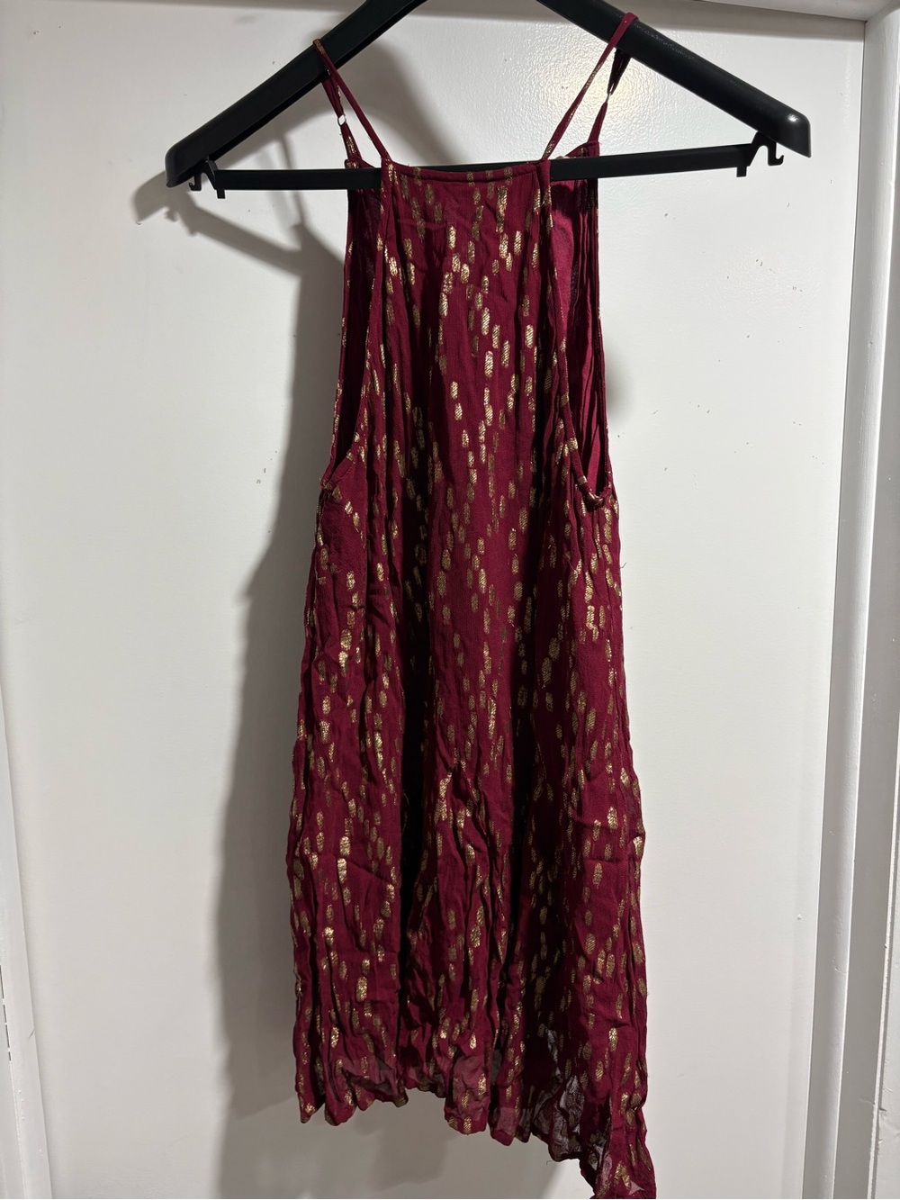 Altar'd State Burgundy Midi Dress with Gold Foil